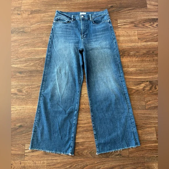 FRAME Le Slim Raw Hem Palazzo Jeans in Crossings